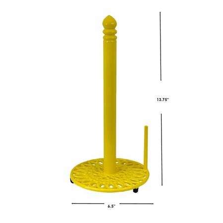 Hds Trading Sunflower FreeStanding Cast Iron Paper Towel Holder with Dispensing Side Bar, Yellow ZOR96042